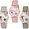 Color Flowered Dial Watch for Womens and Girls Combo Watches for Girl Pack of 3